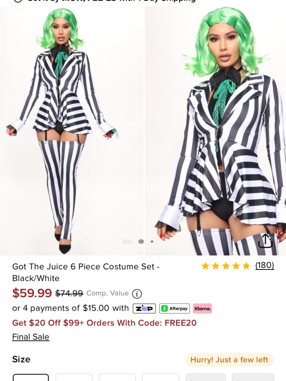 Striped Black & White Beetlejuice inspired Costume